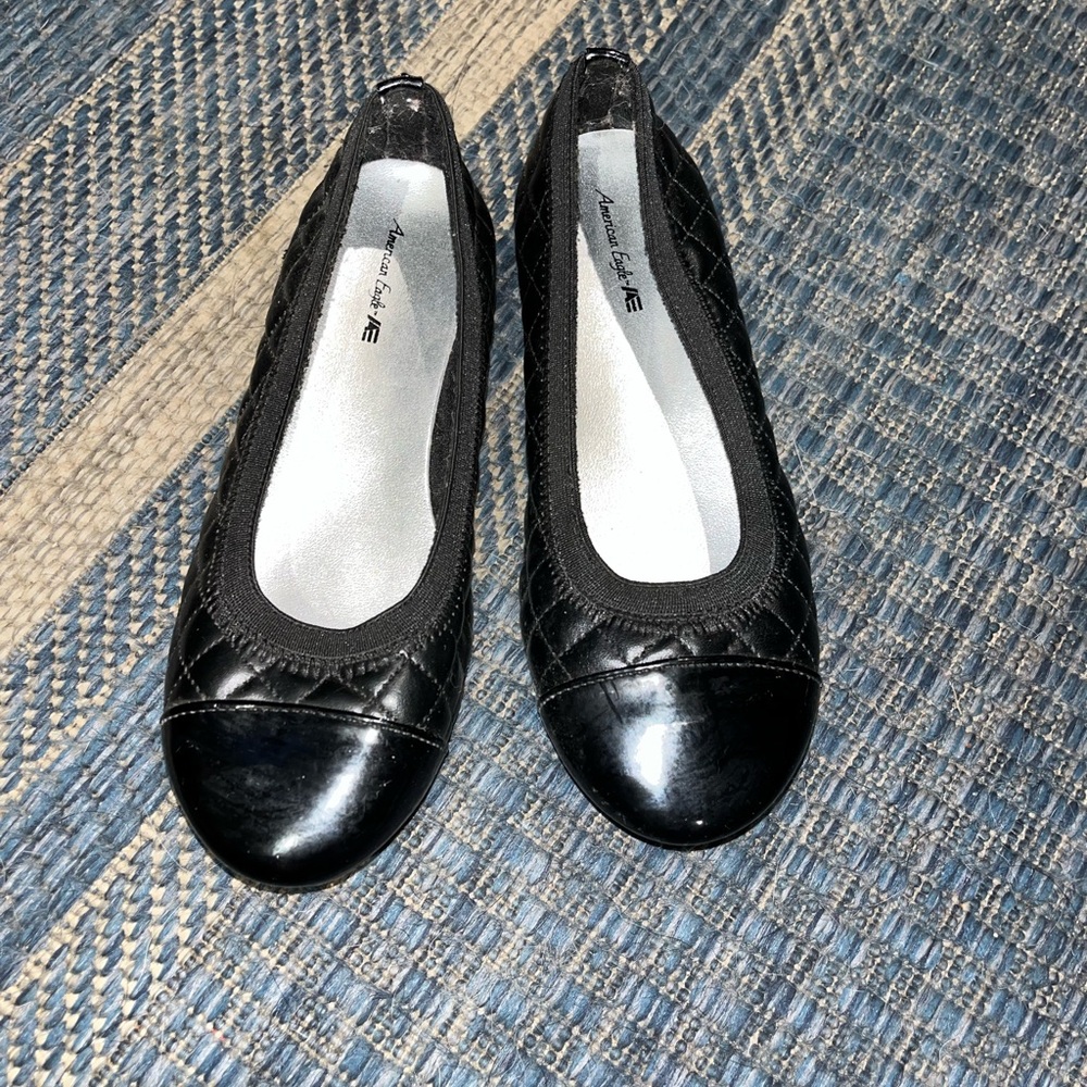 American Eagle by Payless Black Quilted Kids Dress Flats